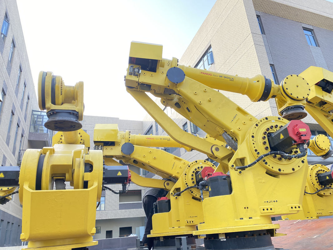 Fanuc M-900iA 350 प्रयुक्त रोबोट 6 अक्ष 2655 मिमी पहुंच R30iA नियंत्रक पैलेटिंग और अधिक के लिए एकदम सही